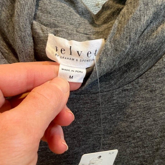 NWT new Anthropologie velvet graham & spencer sleeveless mock neck top gray med - Picture 5 of 14